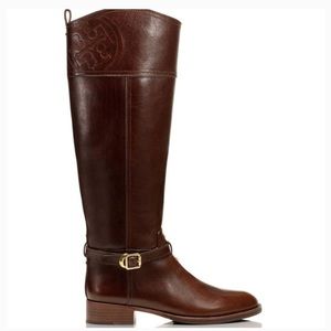 Tory Burch Marlene Leather Riding Boots in Almond Size 10